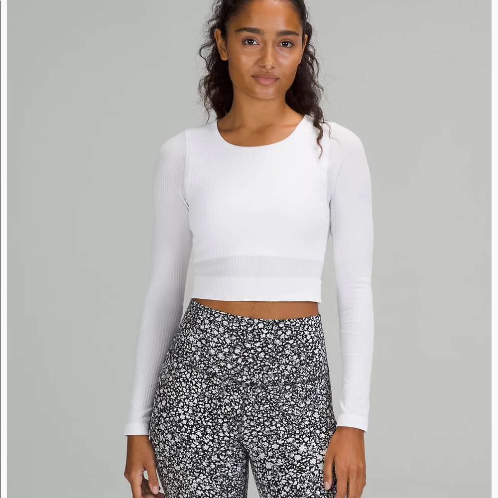 Lululemon Ebb to Street long sleeve ribbed shirt with built in sports bra - NWT